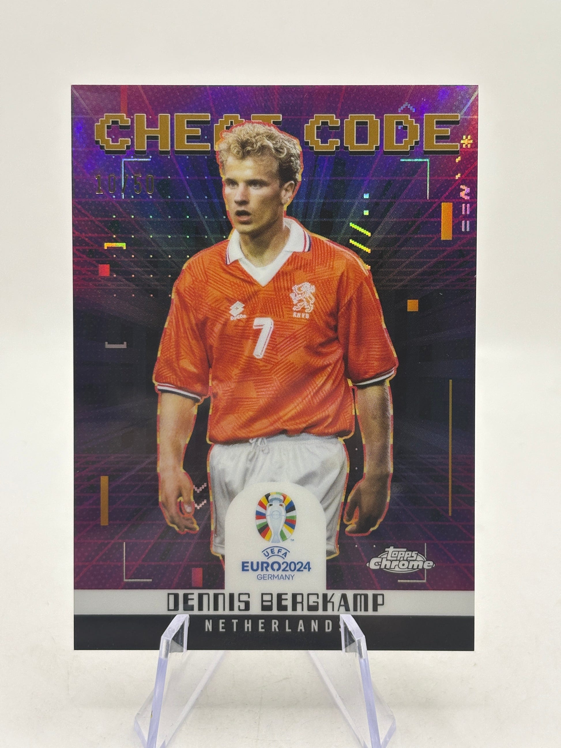 2023-24 Topps Chrome UEFA Euro Dennis Bergkamp Cheat Code Gold Refractor #/50 image 1