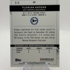2022-23 Topps Bundesliga #29 Florian Kruger 2/5 Red Rookie FRENLY BRICKS - Open 7 Days
