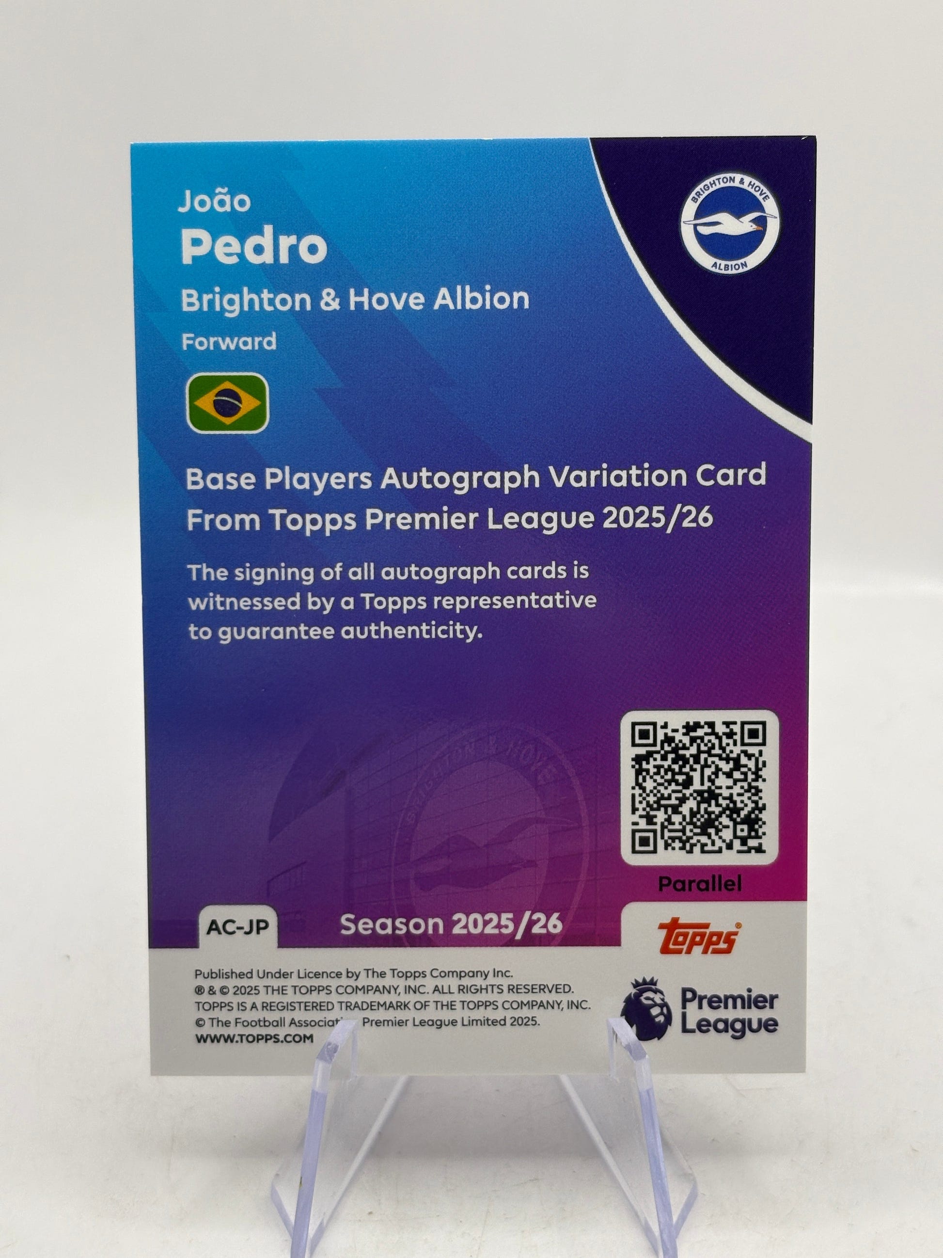 2025-26 Topps Premier League Joao Pedro Auto Blue /150, photo 2 image 2