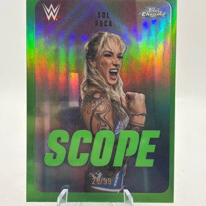 2026 Topps Chrome WWE Sol Ruca Scope Green Refractor #/99 FRENLY BRICKS - Open 7 Days