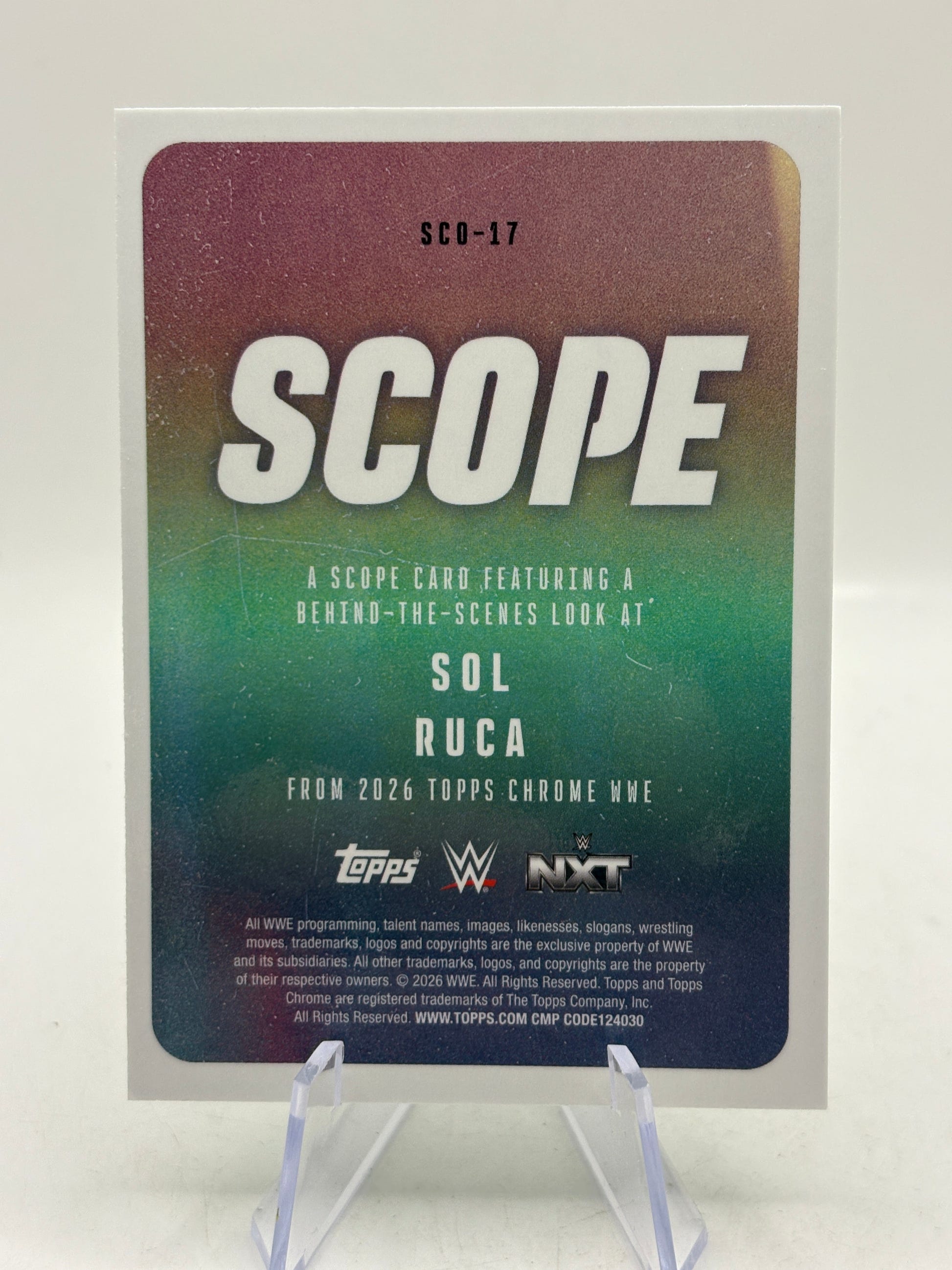 2026 Topps Chrome WWE Sol Ruca Scope Green Refractor #/99, photo 6 image 6