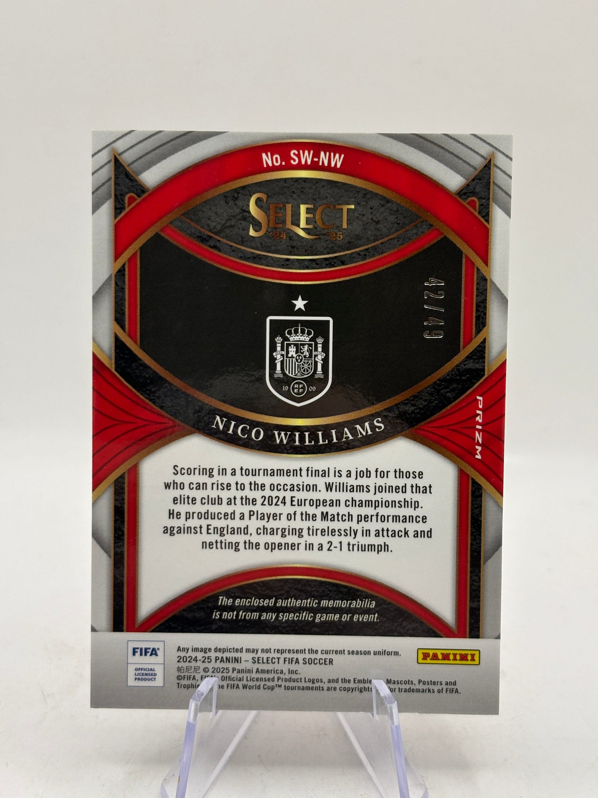2024-25 Panini Select Nico Williams #SW-NW Patch /49, photo 2 image 2
