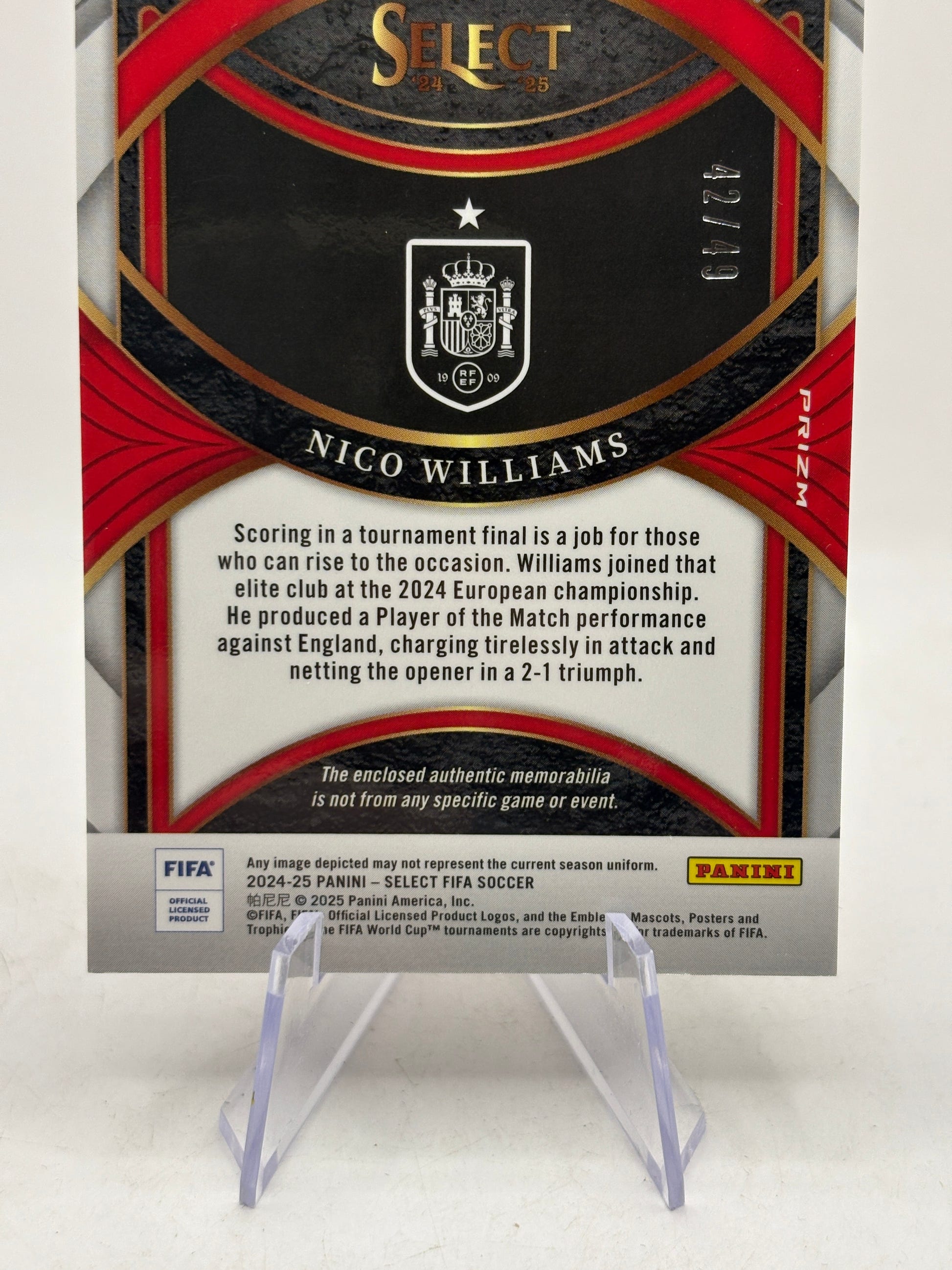 2024-25 Panini Select Nico Williams #SW-NW Patch /49, photo 4 image 4