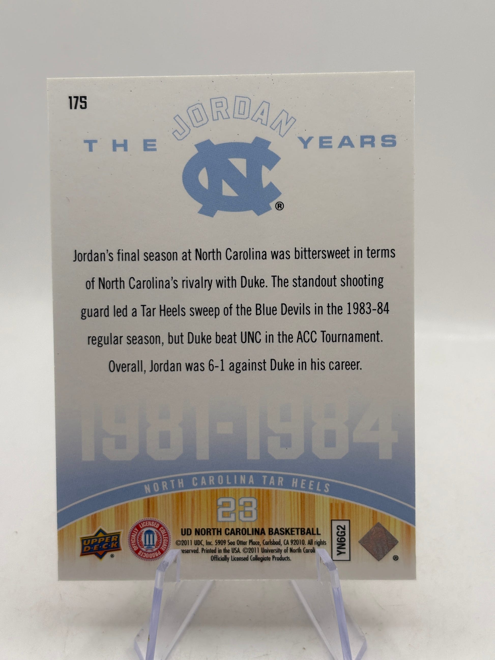 2011 Upper Deck North Carolina - Michael Jordan #175 38/50, photo 2 image 2