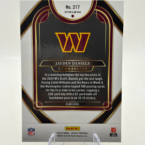 2024 Panini Select - Club Level Jayden Daniels #217 Yellow & Red Shock Prizm (RC) FRENLY BRICKS - Open 7 Days