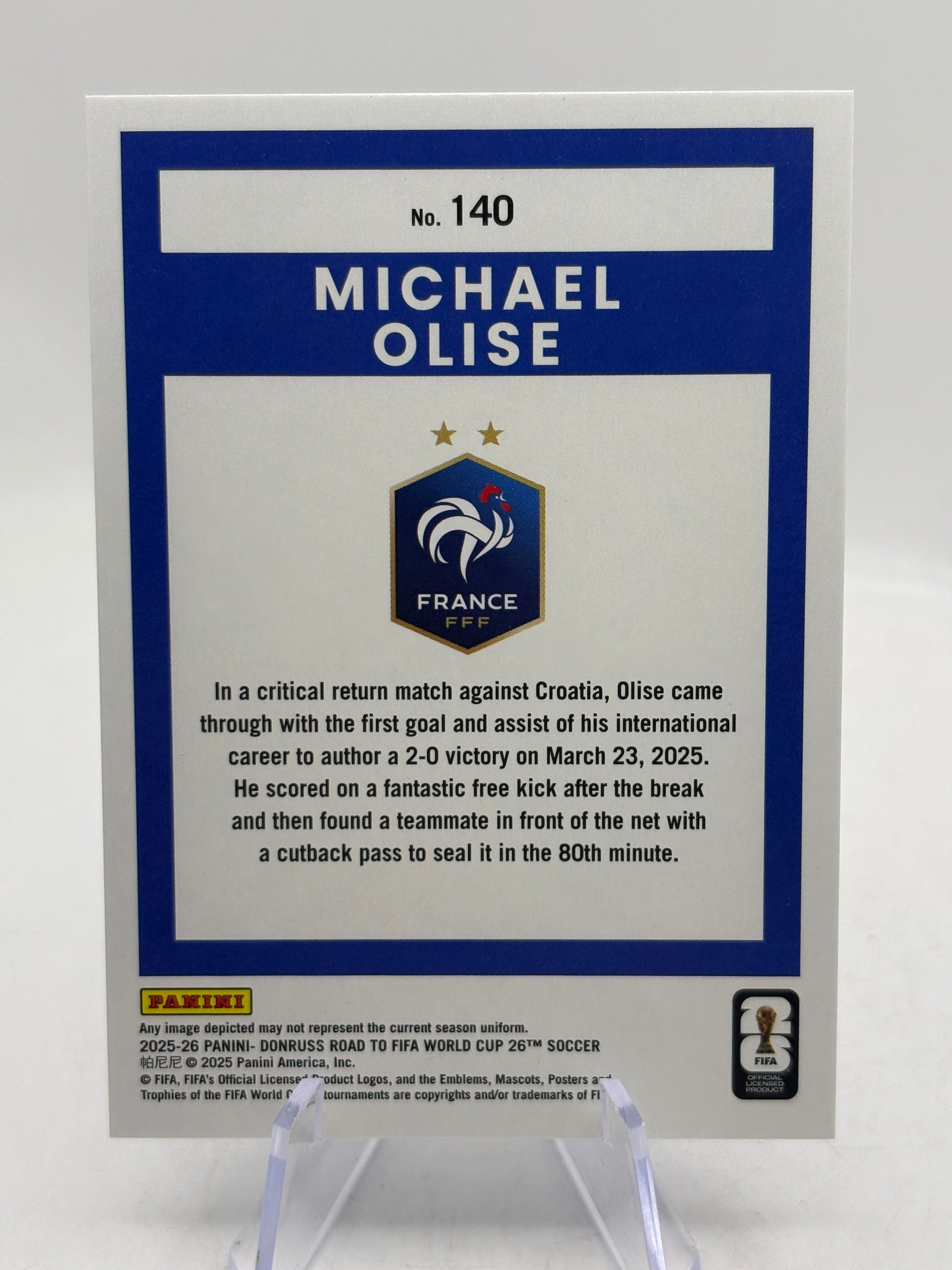 Michael Olise France 2025-26 Donruss Soccer Road FIFA Blue Swirl /399 #140, photo 6 image 6