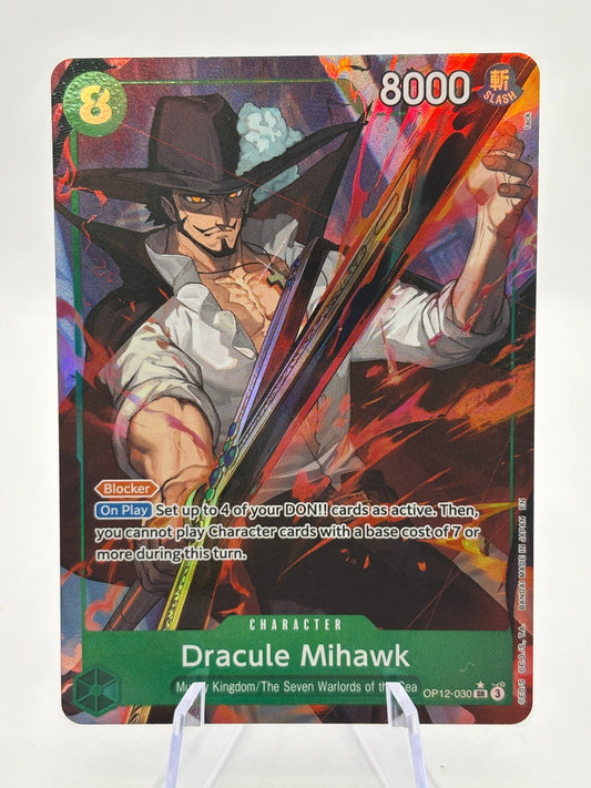 One Piece TCG - Dracule Mihawk OP12-030 SR Alternate Art LP FRENLY BRICKS - Open 7 Days