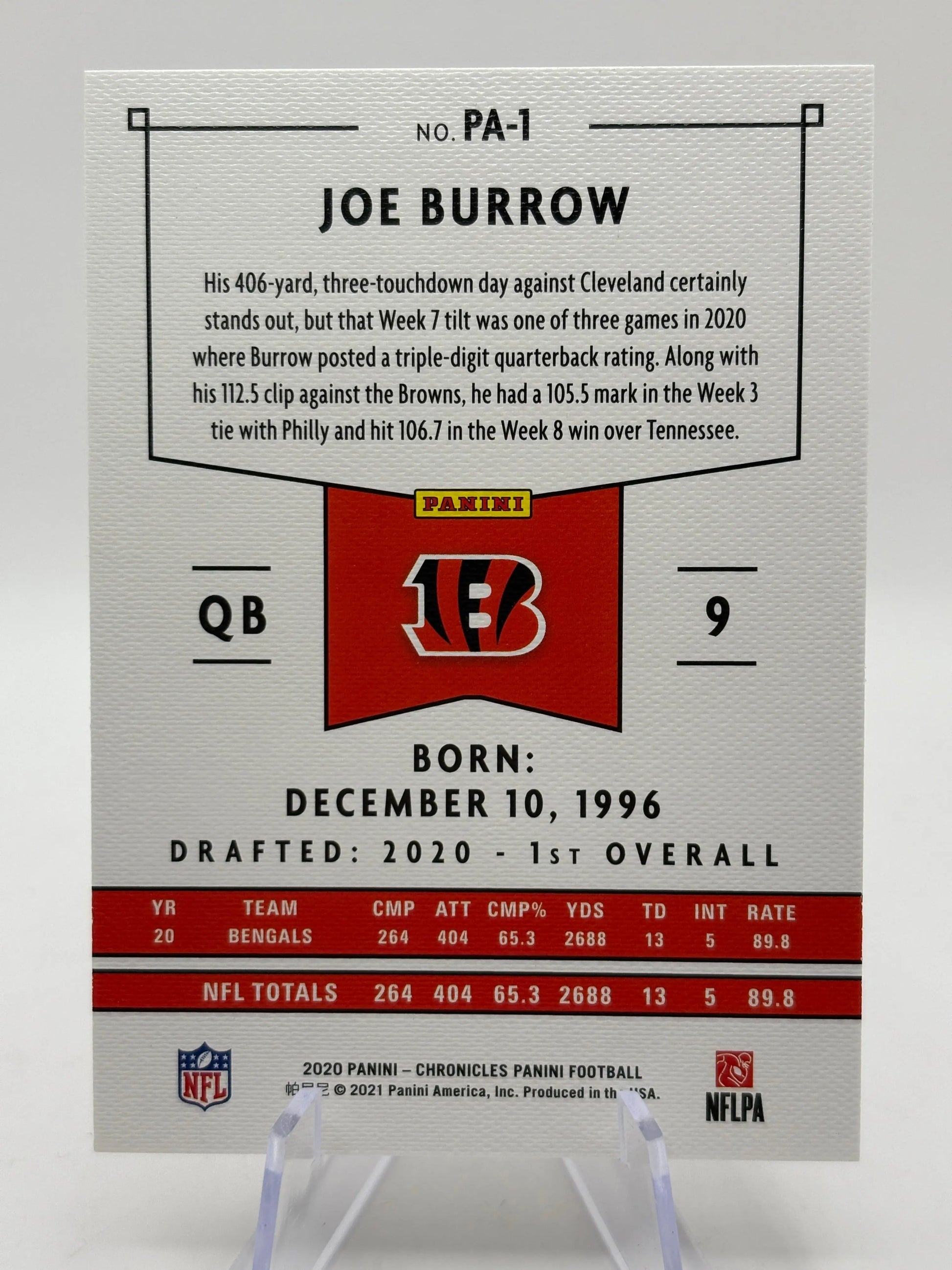 2020 Panini Chronicles Football - Joe Burrow Bronze PA-1 Rookie Card FRENLY BRICKS - Open 7 Days
