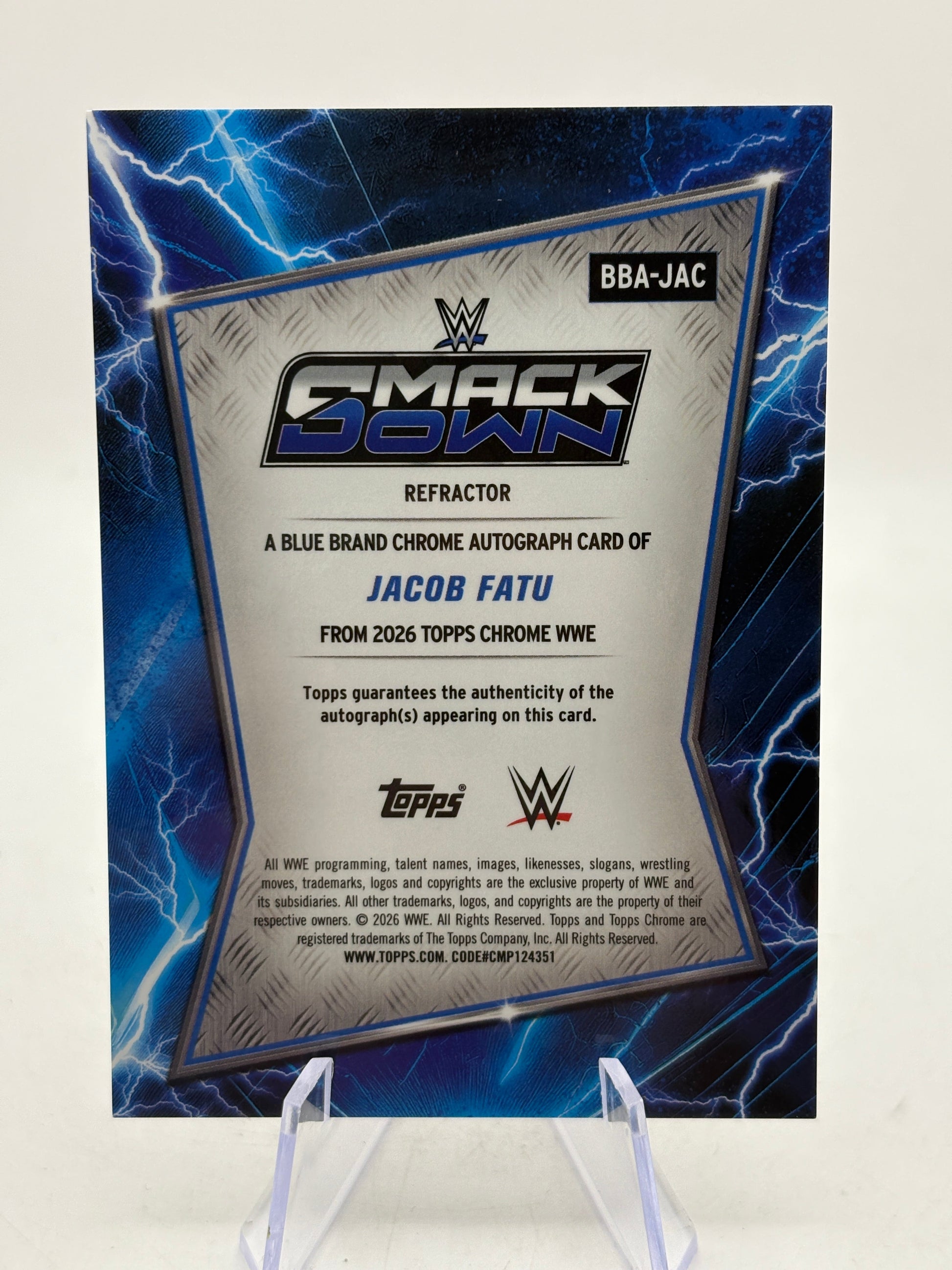 2026 Topps Chrome WWE - BBA-JAC Jacob Fatu Auto Silver FRENLY BRICKS - Open 7 Days