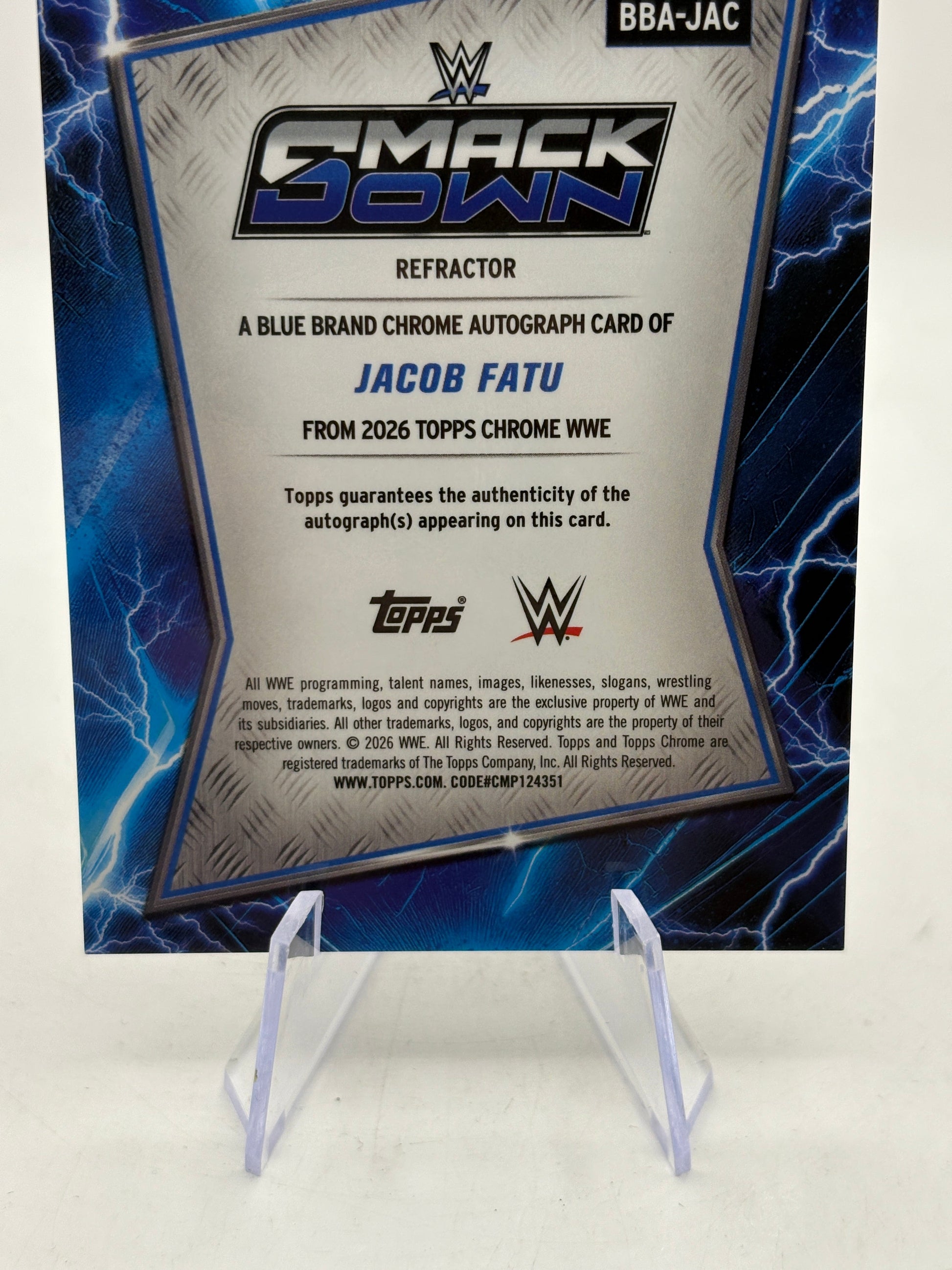 2026 Topps Chrome WWE - BBA-JAC Jacob Fatu Auto Silver FRENLY BRICKS - Open 7 Days