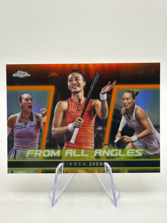 2025 Topps Chrome Qinwen Zheng From All Angles Orange Refractor #/25 FRENLY BRICKS - Open 7 Days