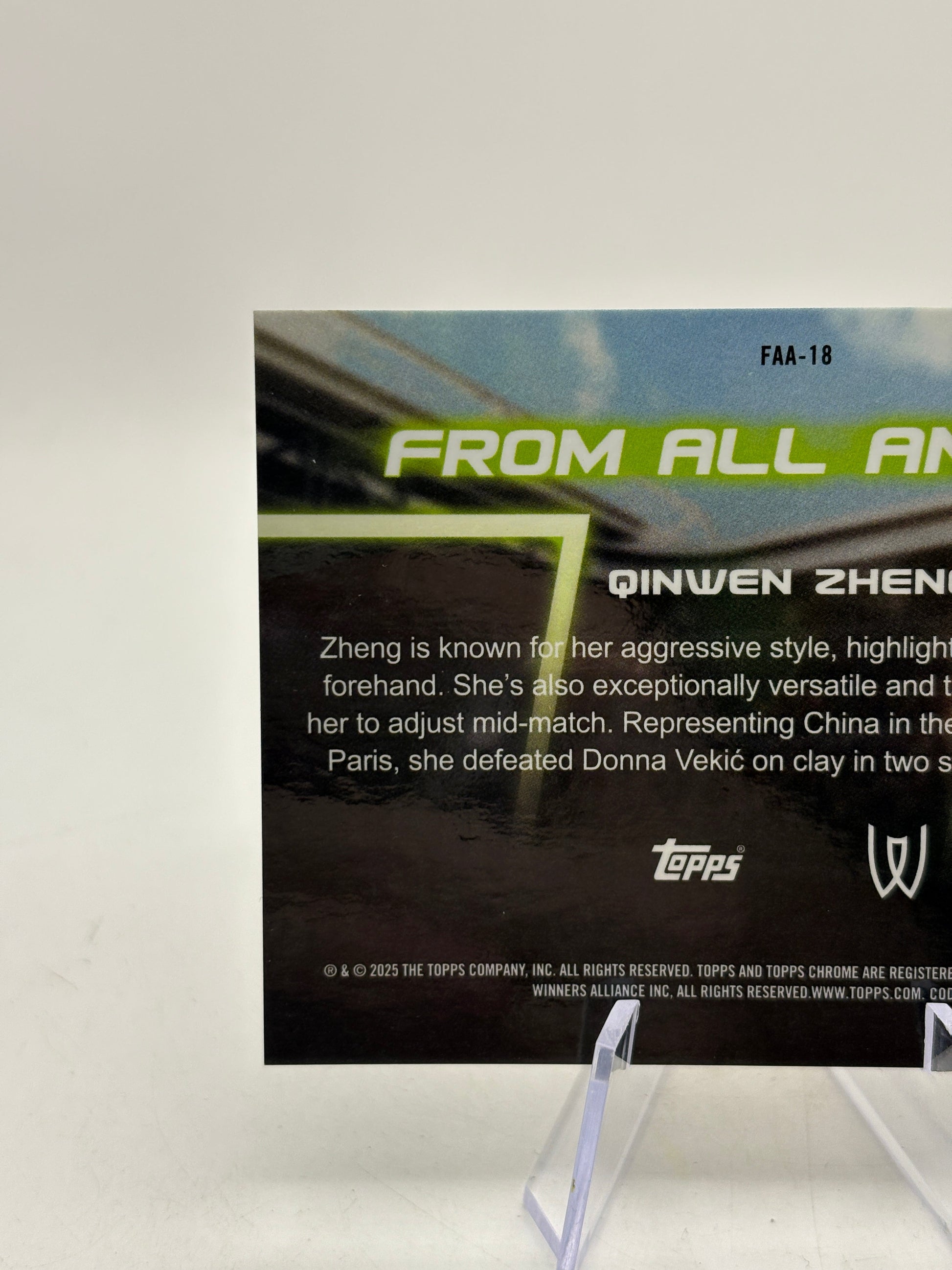 2025 Topps Chrome Qinwen Zheng From All Angles Orange Refractor #/25 FRENLY BRICKS - Open 7 Days