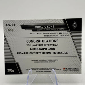 2021-22 Topps Chrome Bundesliga - Chrome Auto Kouadio Kone #BCA-KK Green Ref /99 FRENLY BRICKS - Open 7 Days