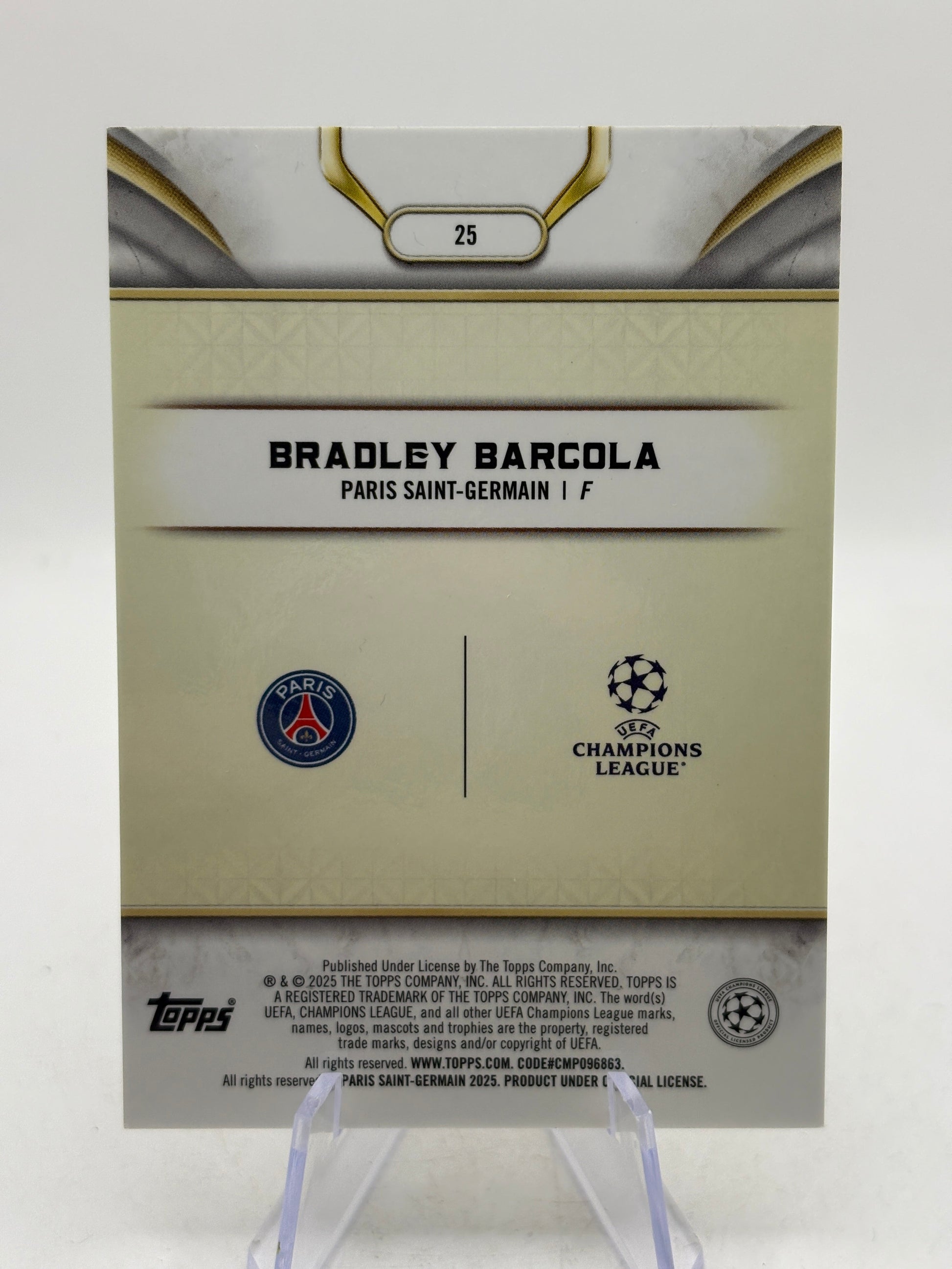 2025 Topps Reverence Champions League - Bradley Barcola #25 /99 FRENLY BRICKS - Open 7 Days