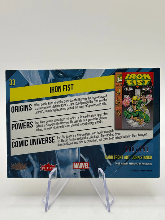 2022 Marvel Fleer Ultra Avengers #33 Iron Fist Red Foil 106/141 Numbered FRENLY BRICKS - Open 7 Days