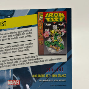 2022 Marvel Fleer Ultra Avengers #33 Iron Fist Red Foil 106/141 Numbered FRENLY BRICKS - Open 7 Days