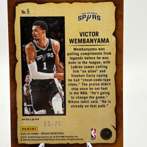 2023-24 Panini Mosaic - #5 Victor Wembanyama Notoriety Green Mosaic ROOKIE /75 FRENLY BRICKS - Open 7 Days