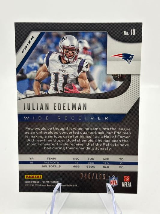 2019 Panini Prizm #19 Julian Edelman Blue Wave #/199 FRENLY BRICKS - Open 7 Days
