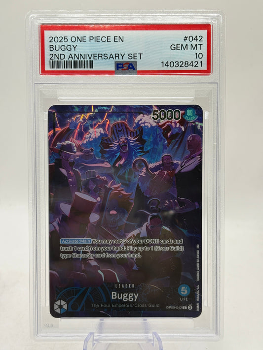 2025 One Piece TCG - Buggy OP09-042 2nd Anniversary PSA 10 English FRENLY BRICKS - Open 7 Days