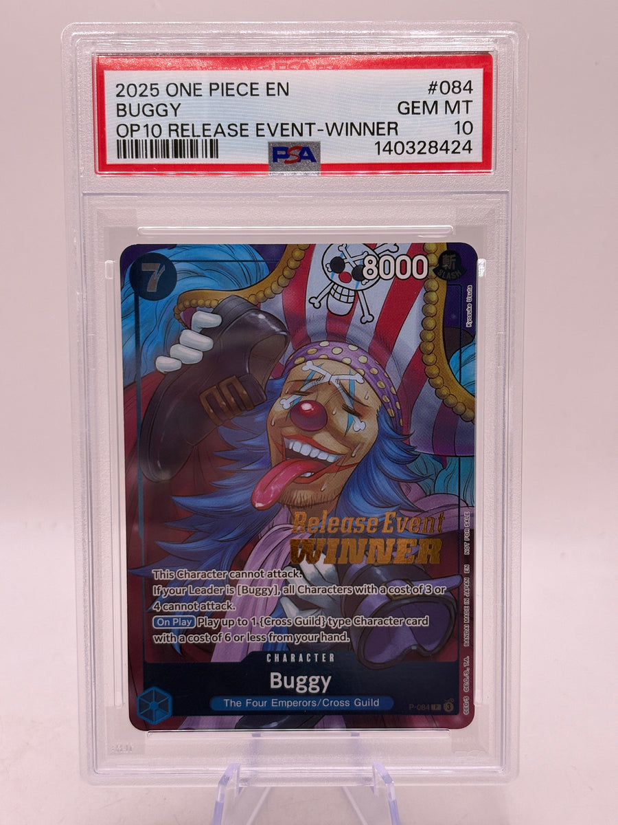2025 One Piece OP10 Release Event Winner - Buggy P-084 PSA 10 GEM MINT FRENLY BRICKS - Open 7 Days