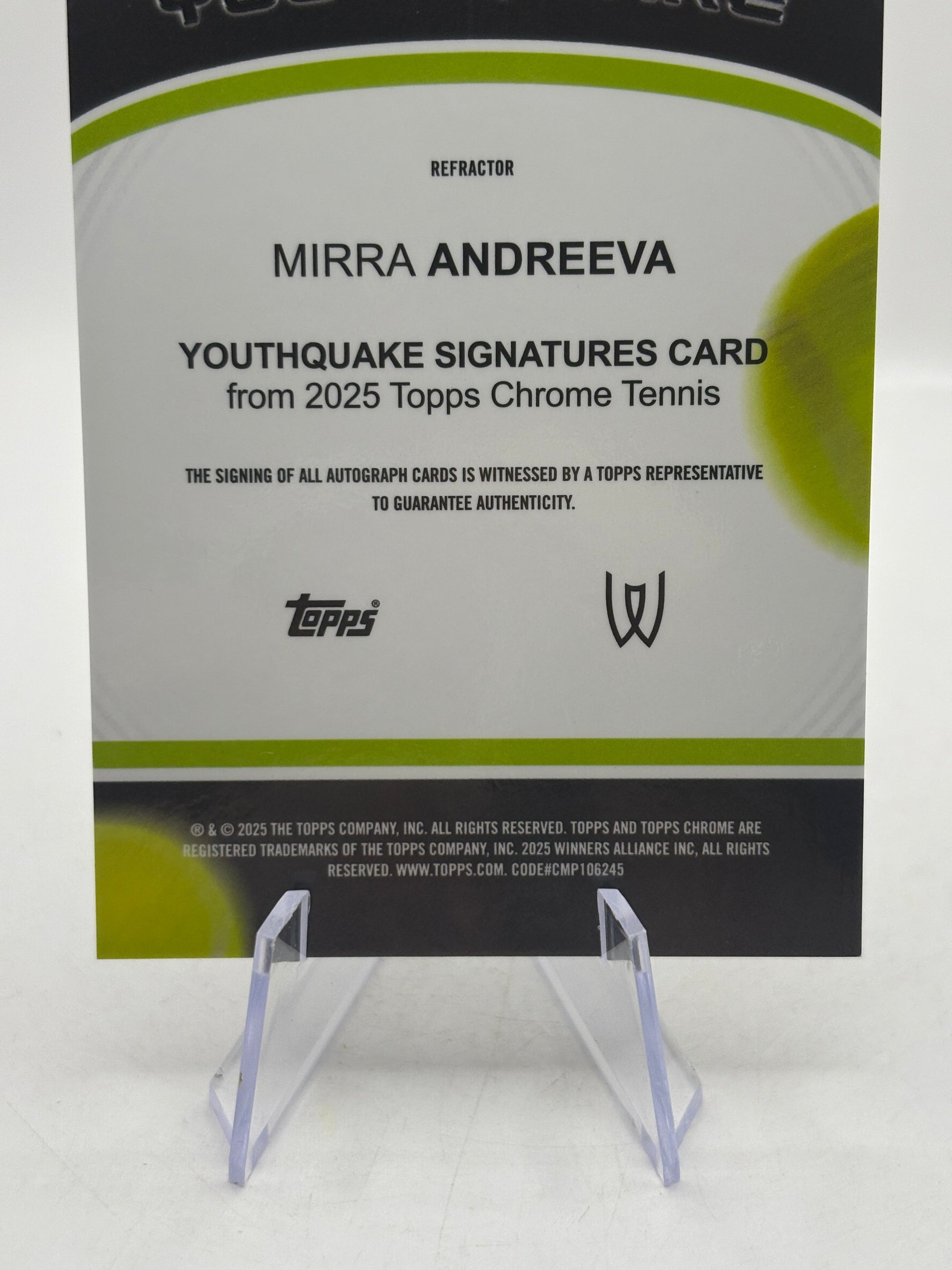 2025 Topps Chrome Tennis - Mirra Andreeva Auto Youthquake /99 Silver FRENLY BRICKS - Open 7 Days
