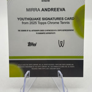 2025 Topps Chrome Tennis - Mirra Andreeva Auto Youthquake /99 Silver FRENLY BRICKS - Open 7 Days
