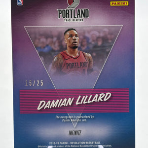 2018-19 Panini Revolution Basketball #AU-DLL Damian Lillard 15/25 Auto On Card FRENLY BRICKS - Open 7 Days