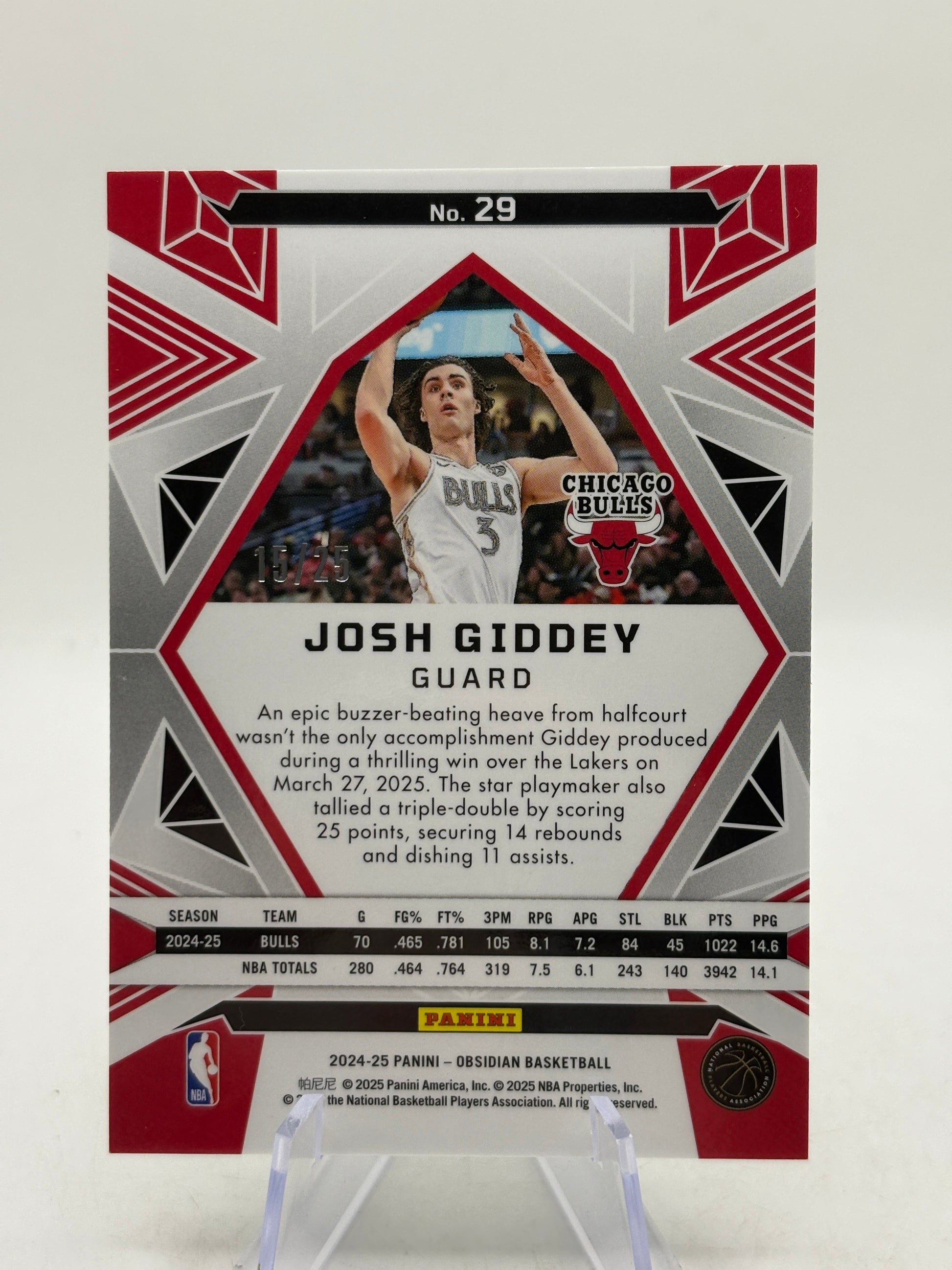 2024-25 Panini Obsidian #25 Josh Giddey (Incomplete) Rainbow Etch Set Numbered FRENLY BRICKS - Open 7 Days