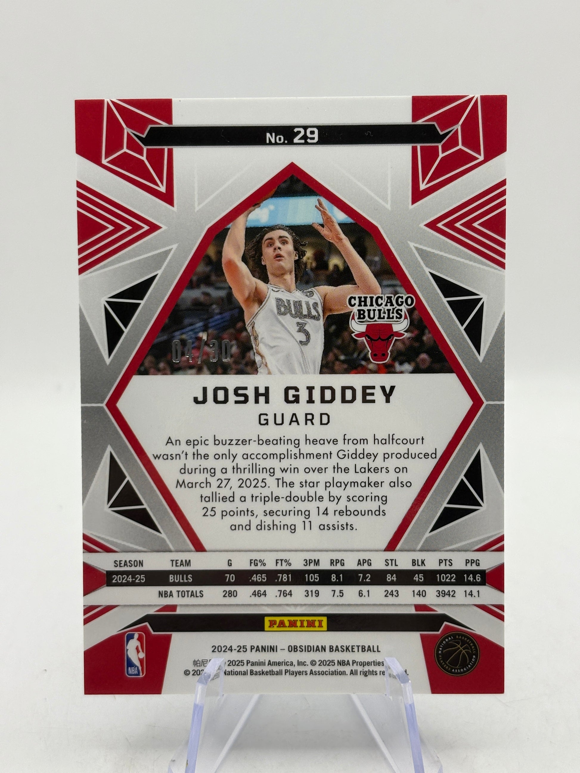 2024-25 Panini Obsidian #25 Josh Giddey (Incomplete) Rainbow Etch Set Numbered FRENLY BRICKS - Open 7 Days