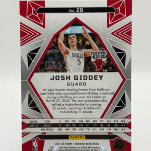 2024-25 Panini Obsidian #25 Josh Giddey (Incomplete) Rainbow Etch Set Numbered FRENLY BRICKS - Open 7 Days