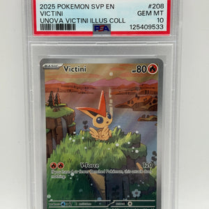 2025 Pokemon SVP EN Victini #208 Illustration Rare PSA 10 FRENLY BRICKS - Open 7 Days