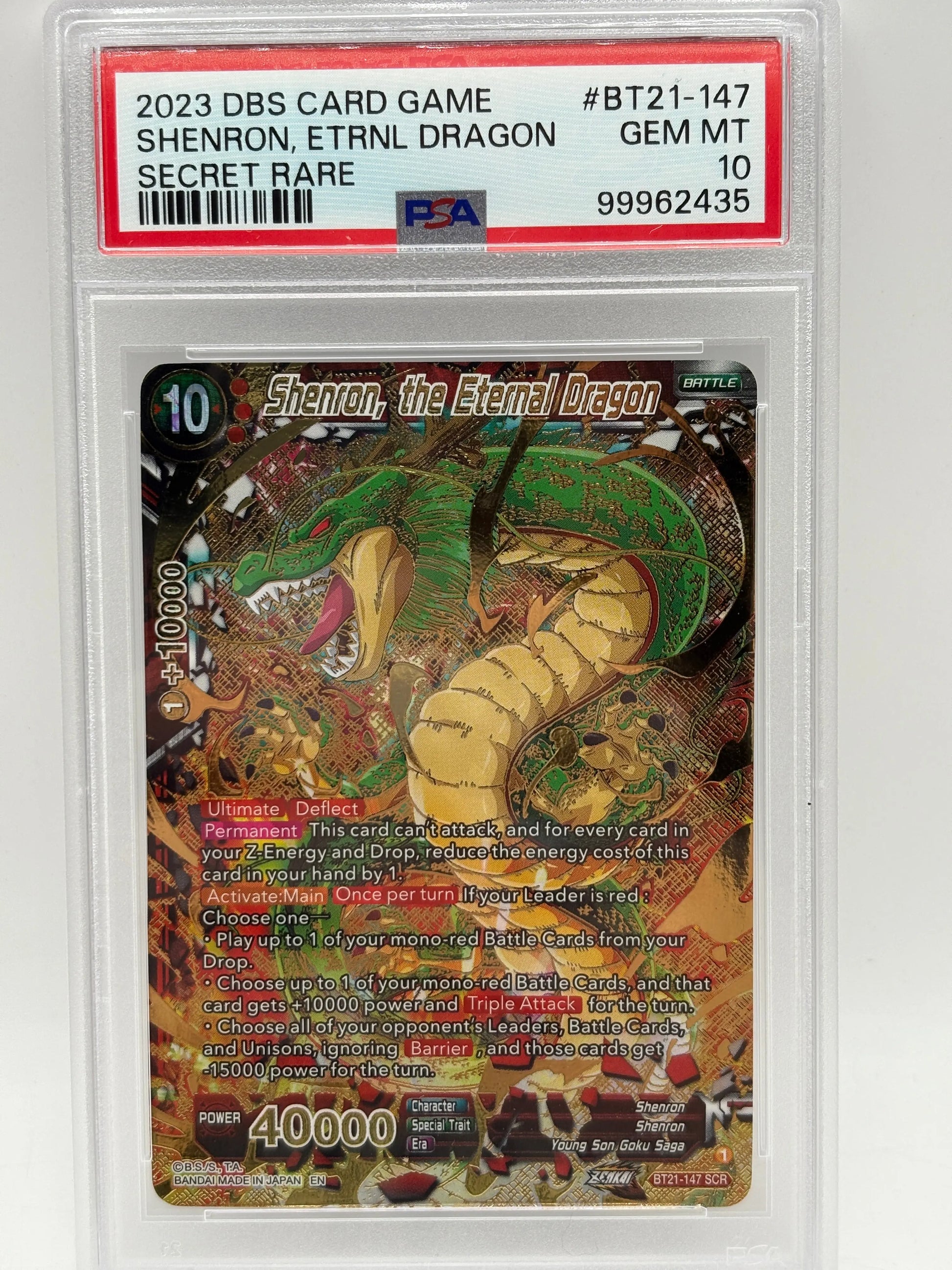 2023 DBS Card Game - Shenron, Eternal Dragon BT21-147 SCR PSA 10 FRENLY BRICKS - Open 7 Days