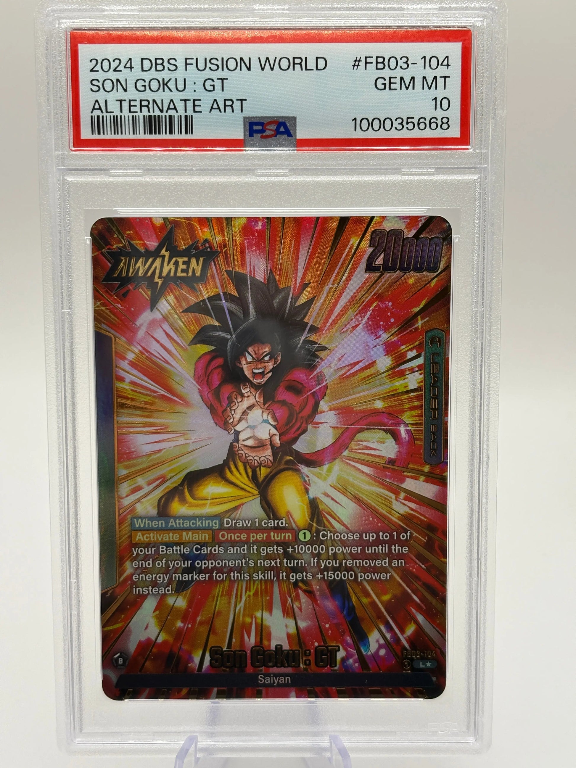 2024 DBS Fusion World Son Goku : GT FB03-104 Leader Alt Art PSA 10 FRENLY BRICKS - Open 7 Days