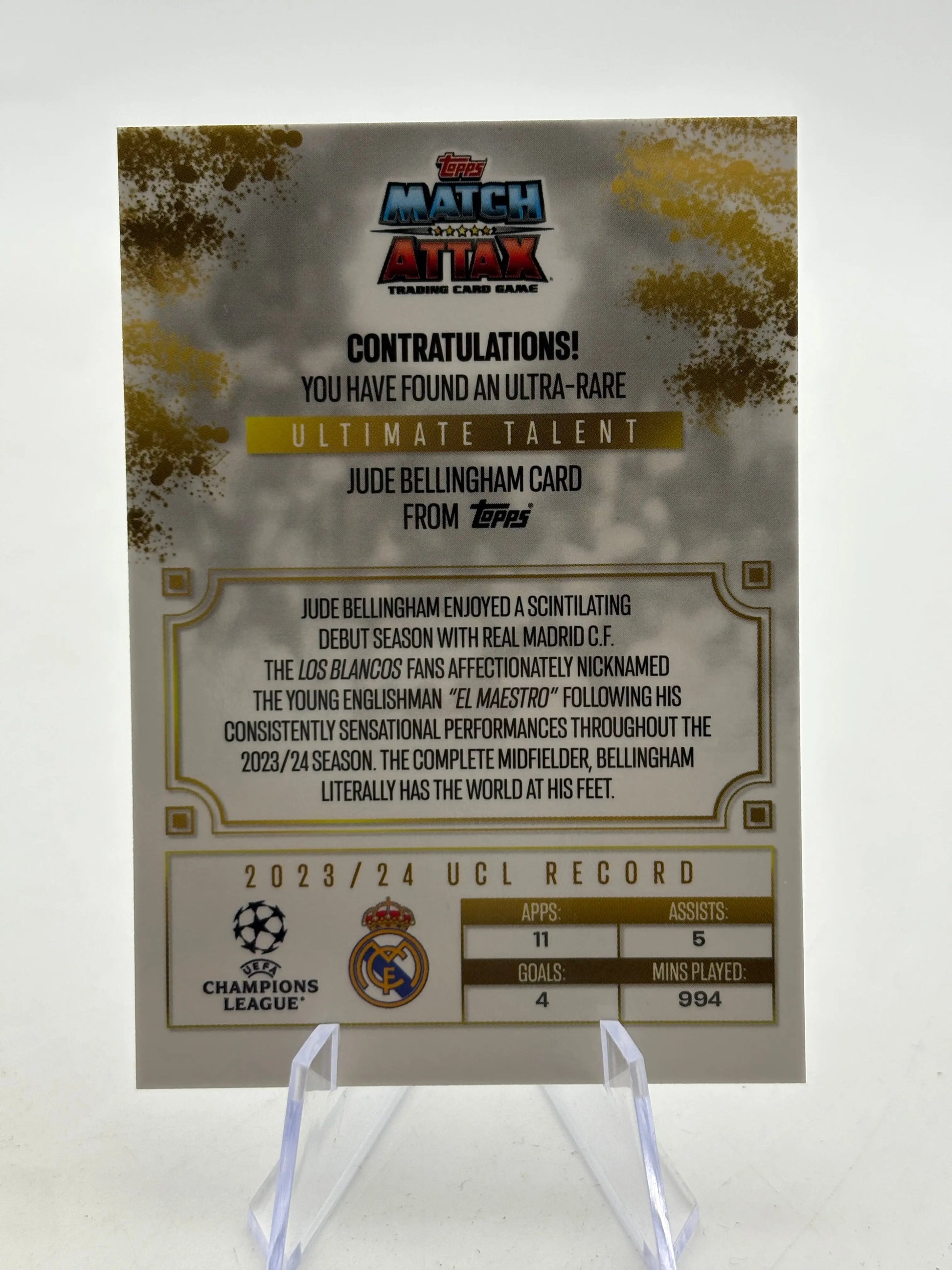Topps match attax 2024/25 Jude Bellingham Ultimate Talent El Maestro De Madrid FRENLY BRICKS - Open 7 Days