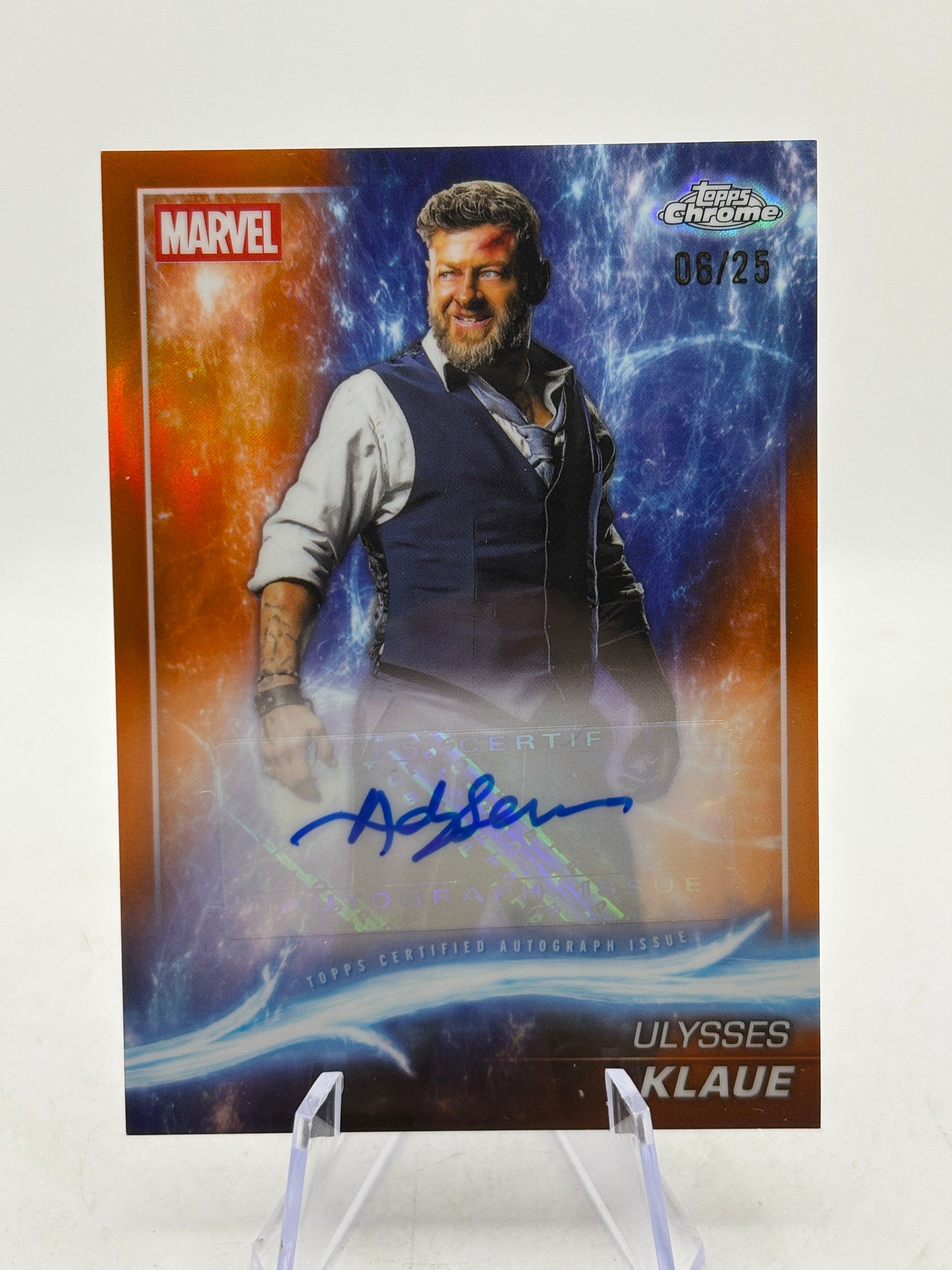 Topps Chrome Marvel 2025 Andy Serkis as Ulysses Klaue Auto /25 Orange FRENLY BRICKS - Open 7 Days
