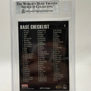 2012 Marvel Greatest Heroes #1 Base Checklist BGS 9 Mint FRENLY BRICKS - Open 7 Days