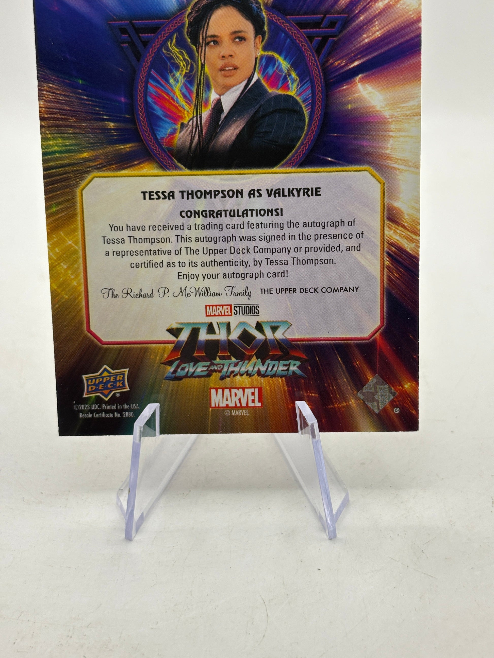 2023 Marvel Upper Deck #MG-TT Mighty Graphs Tessa Thompson Auto Valkyrie FRENLY BRICKS - Open 7 Days