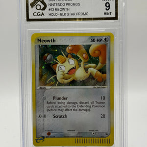 2003 Pokemon Nintendo Promo #13 Meowth Holo CGA 9 Mint FRENLY BRICKS - Open 7 Days