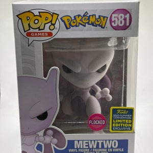 Funko POP! Games Pokemon #581 Mewtwo Flocked 2020 Summer Con Limited FRENLY BRICKS - Open 7 Days