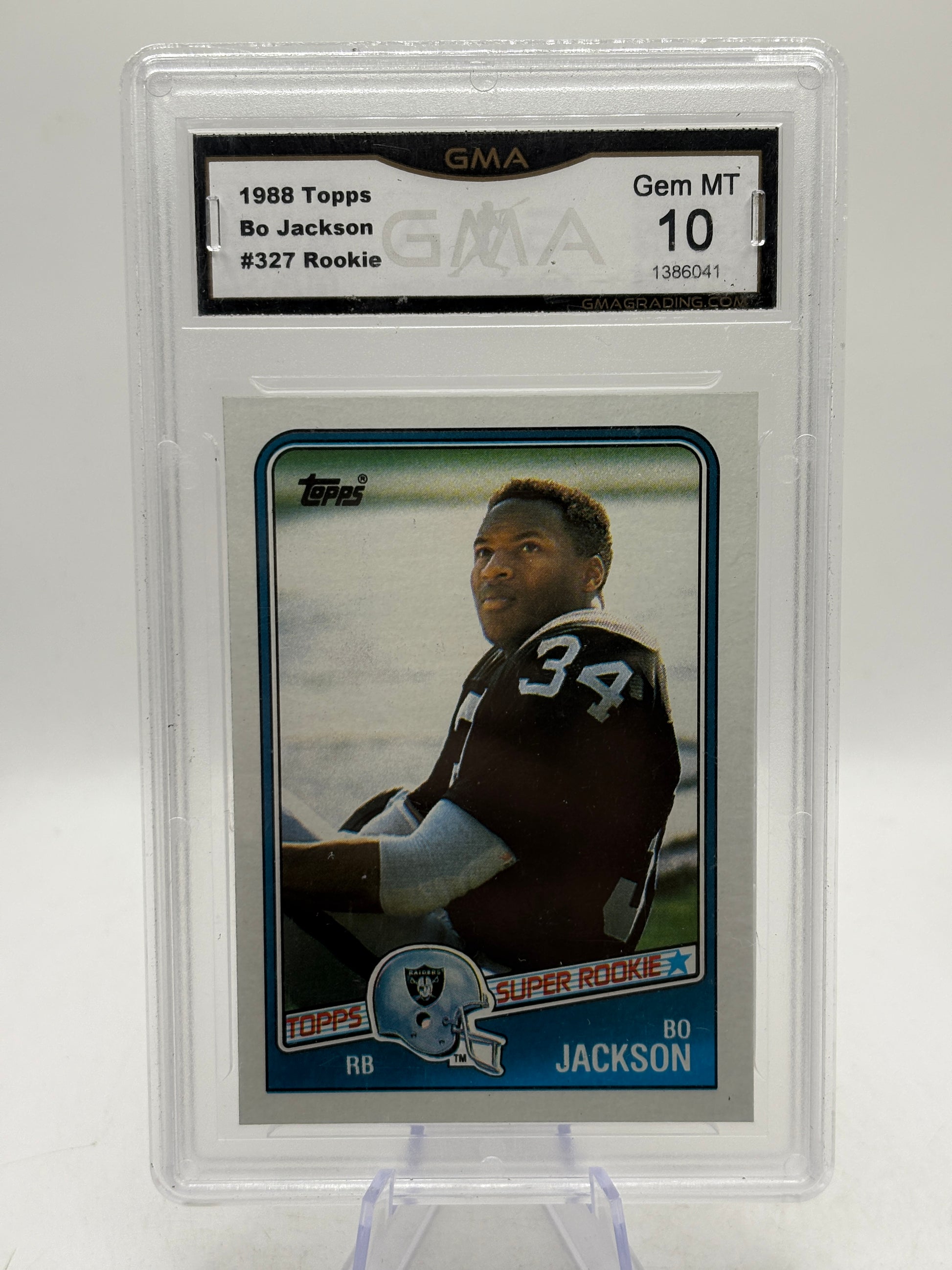 1988 Topps NFL Bo Jackson #327 Rookie Card GMA 10 Gem Mint