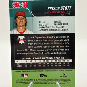 2022 Stadium Club MLB Bryson Scott Rookie Auto SCBA-STOT