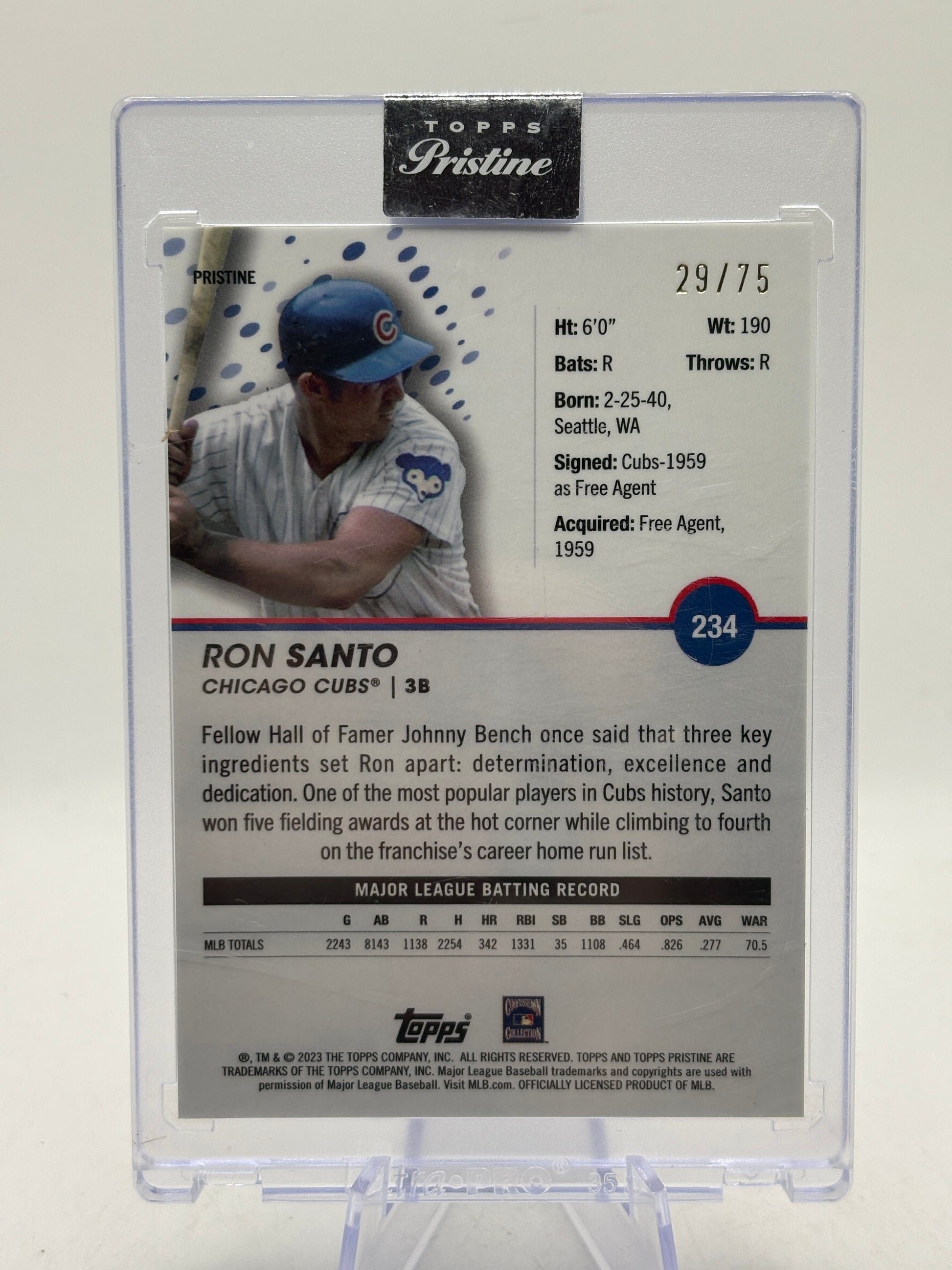 2023 Topps Pristine MLB - Ron Santo #234 Pristine 29/75 Blue