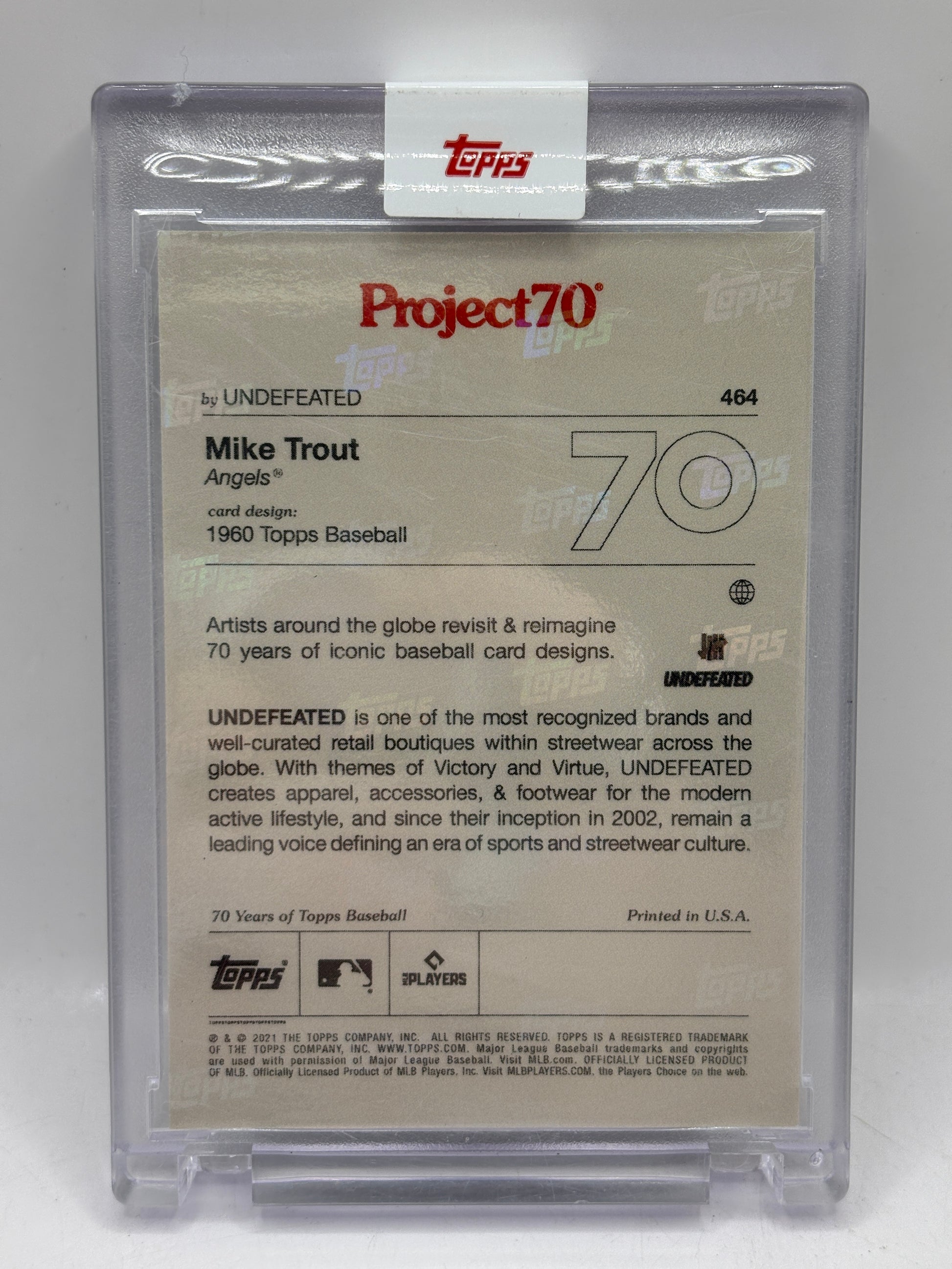 2021 Topps Project70 MLB #464 Undefeated Mike Trout 1960