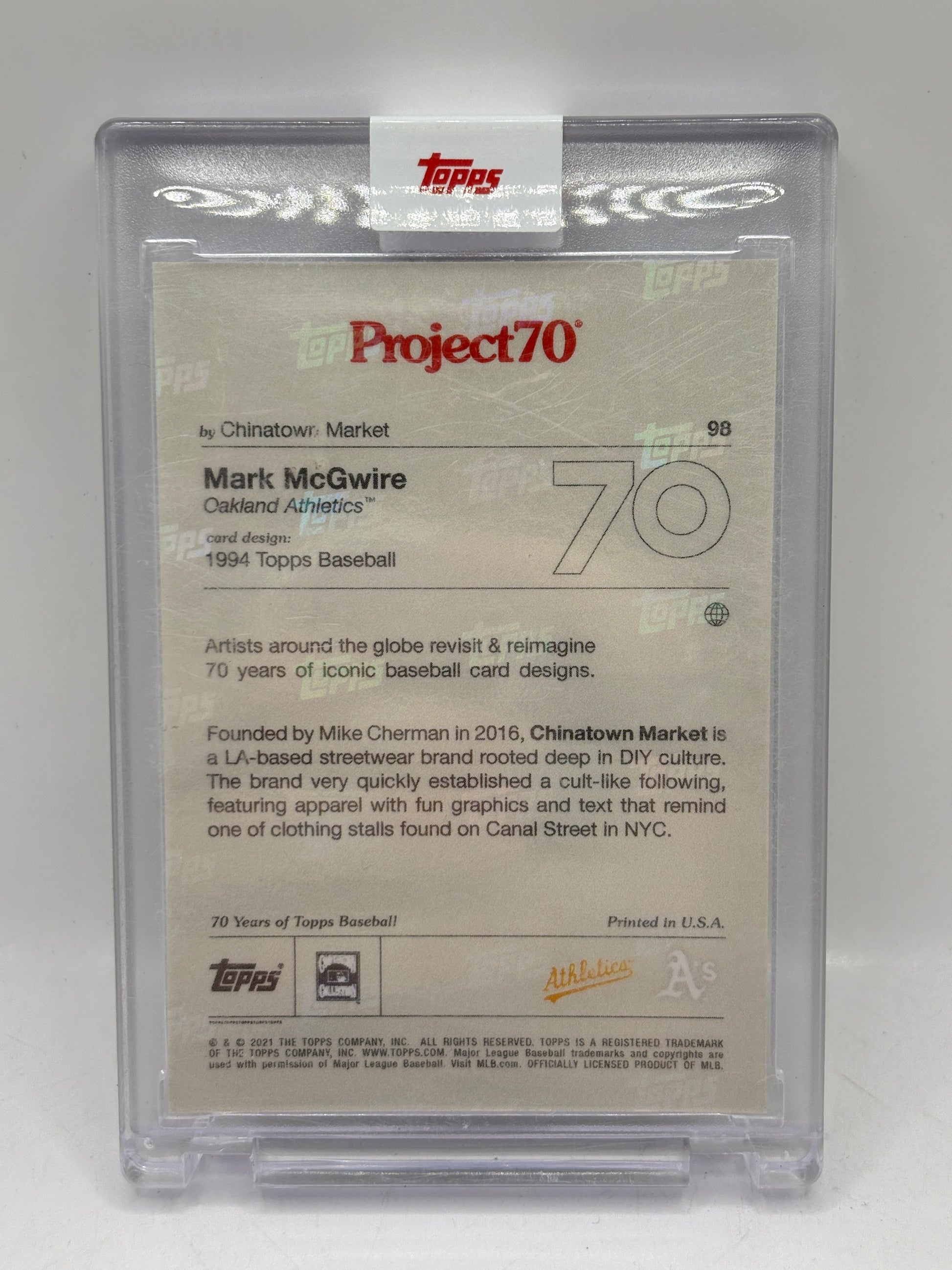 2021 Topps Project70 MLB - #96 Mark Mcgwire 1994 Chinatown Market