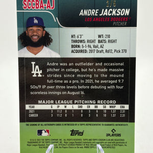 2022 Topps Stadium Chrome SCCBA-AJ Andre Jackson Rookie Auto 2/5