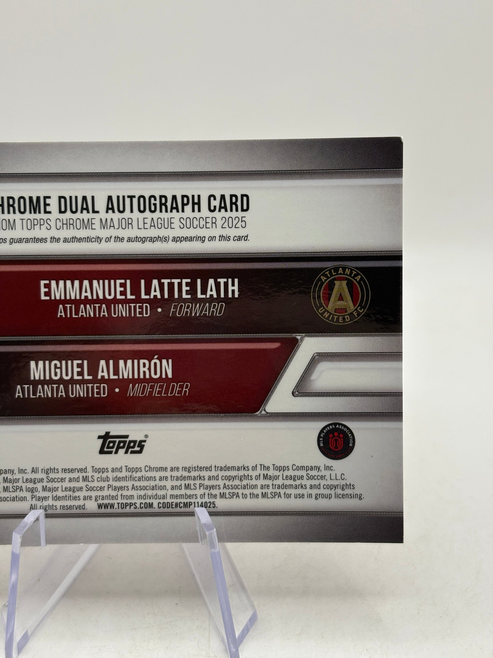 2025 Topps MLS 30th Anniversary Emmanuel Latte Lath Miguel Almiron 2/5 Dual Auto