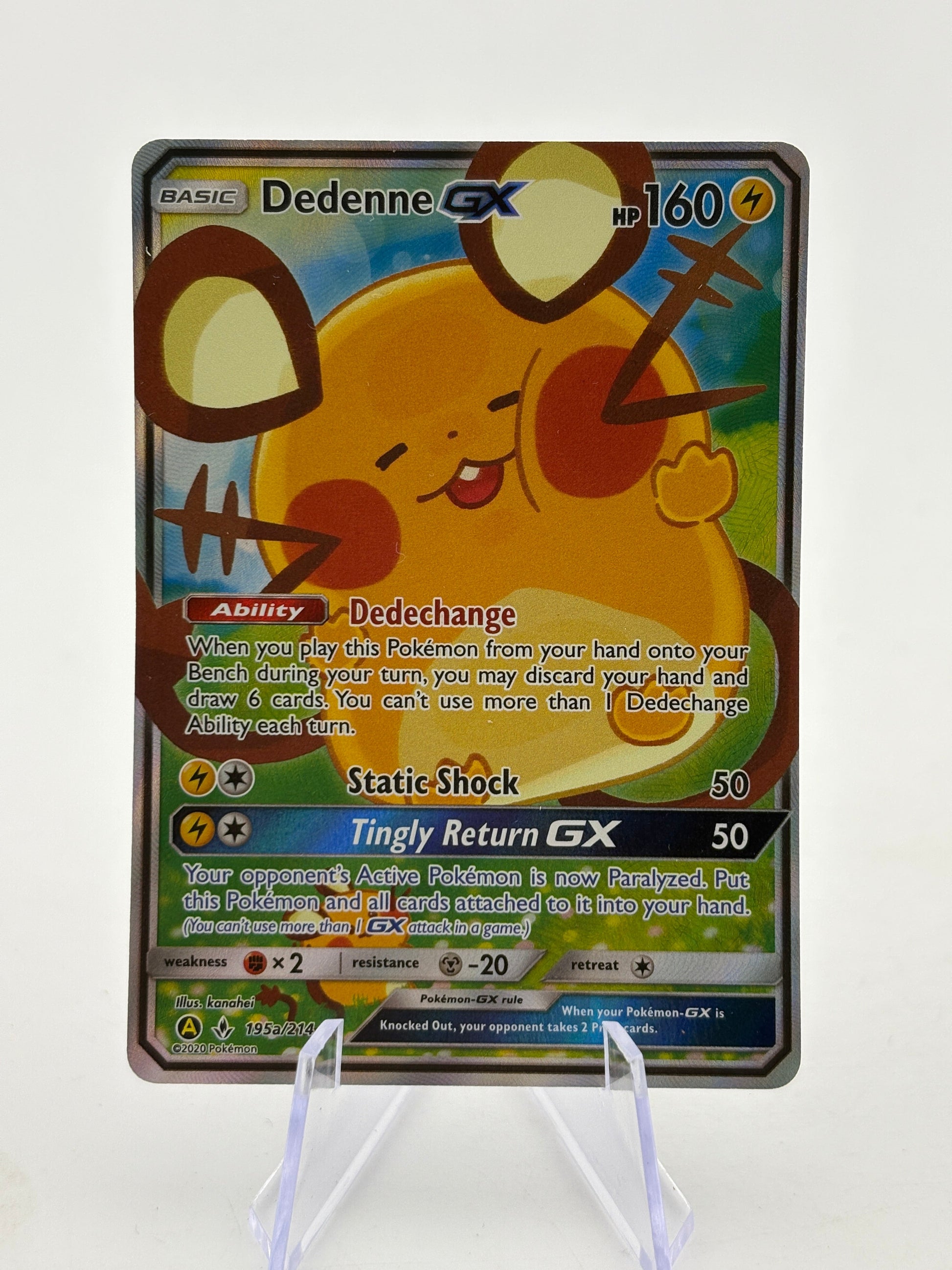 Pokemon TCG Unbroken Bonds - Dedenne GX 195a/214 Full Art Lp FRENLY BRICKS - Open 7 Days