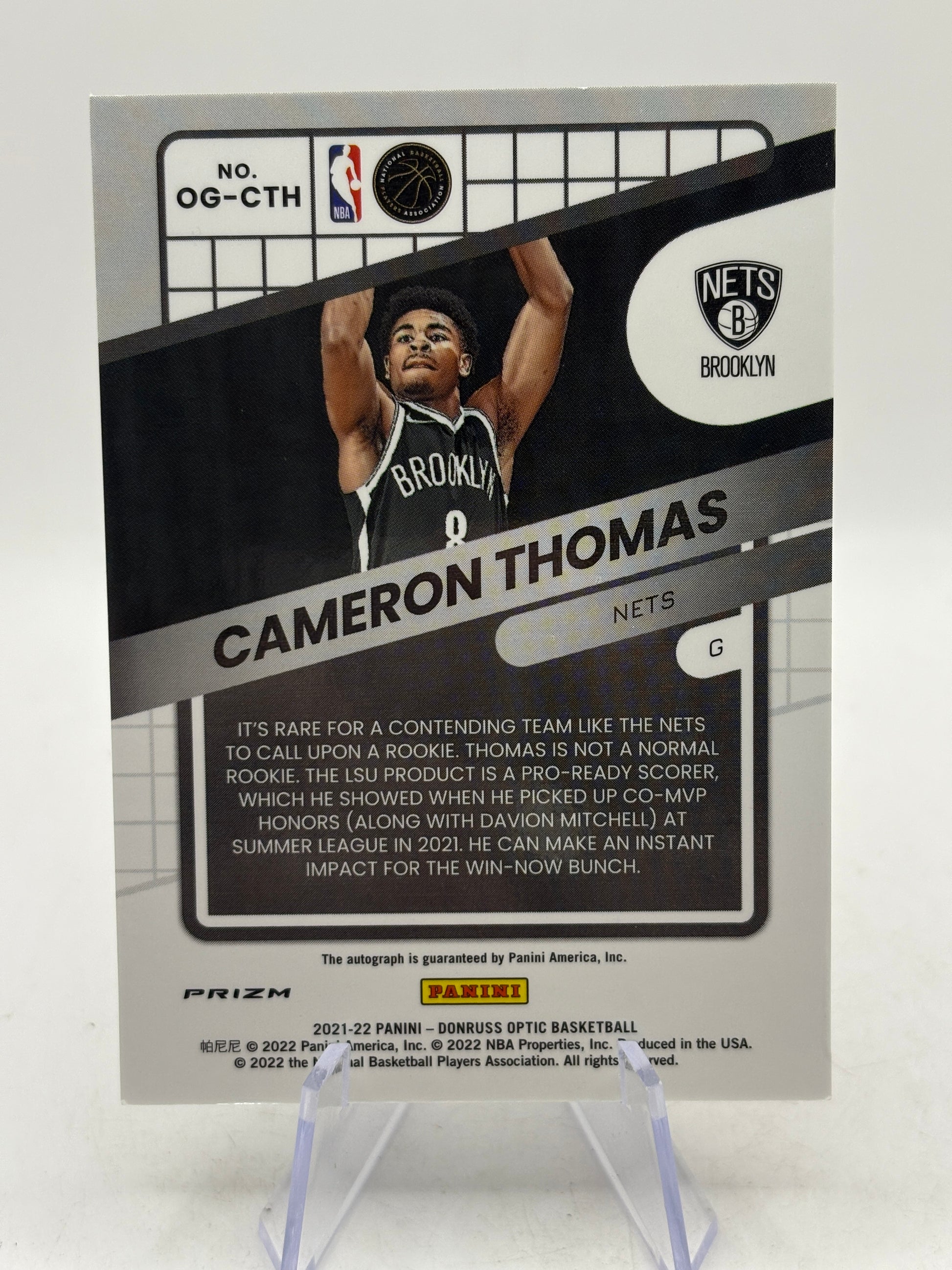 2021-22 Panini Donruss Optic Basketball OG-CTH Optigraphs Cameron Thomas Auto