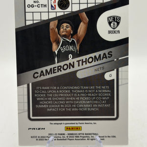 2021-22 Panini Donruss Optic Basketball OG-CTH Optigraphs Cameron Thomas Auto