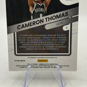 2021-22 Panini Donruss Optic Basketball OG-CTH Optigraphs Cameron Thomas Auto